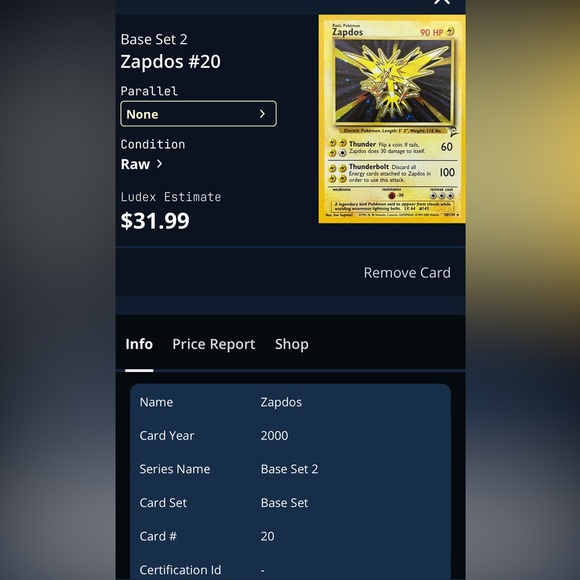 Zapdos Pokémon Card - Picture 3 of 3
